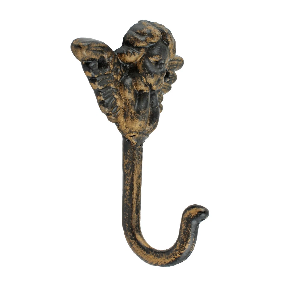 Hierro Fundido Ángel Querubín Alas Gancho de Pared Llave Toalla Percha Rústico Color Marrón Foto 4 de 4