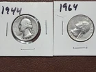 1944 & 1964 Washington Silver Quarters – 90% Silver – Lot of 2 Coins