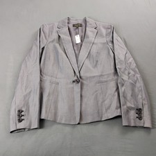 Talbots Blazer Women's Size 12 Grey Single One Button Strech NWT 169