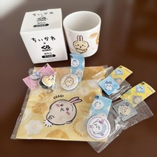 Chiikawa x Kura Sushi Usagi 4pc Set with Figurine Pin Badges Acrylic Magnet LE