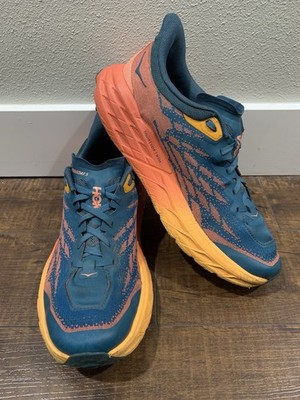 Hoka Speedgoat 5 Trail Running Shoes Blue Orange Womens Size 10.5 B
