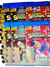 Kellogg's Froot Loops Cereal Straws Cocoa Krispies 8 Pack of 5 Count 40 ct