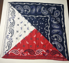 Vintage Red, White  Blue Bandana Handkerchief RN 52469 Square 20.5" x 20.5"
