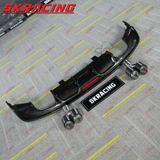 ABS Carbon Look/Gloss Rear Bumper Lip Exhaust Pipe For Chevrolet Malibu 2016-22