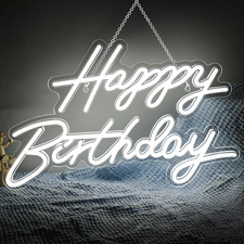 Happy Birthday Neon Sign for Wall Decor, LED Happy Birthday Light up Sign, Dimma