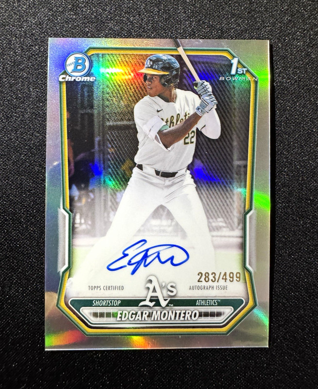 Edgar Montero 2026 Bowman Chrome Prospect Autos /499 AUTO #CPA-EM A's RC