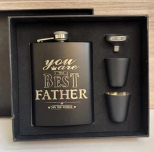 “You Are The Best Father In The World” 8 oz. Flask 2 Shots - New