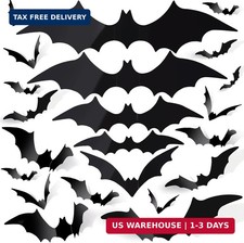 FANDAMEI 140PCS Bats Halloween Decoration, 5 Sizes Bats Wall Decor Party, 3D Bat