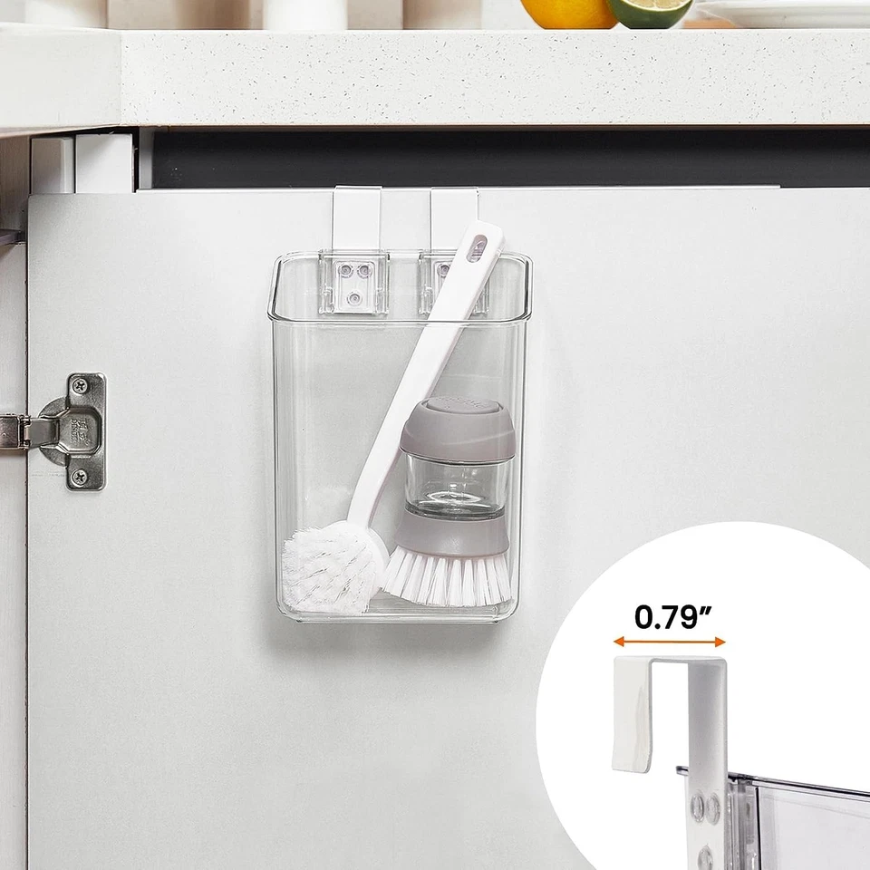 2 Pack Plastic Over Cabinet Door Organizer with Removable Hooks, Clear Hangin... - Image 3 of 4