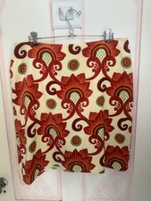 J. McLaughlin Size 14 Cream Skirt with Red and Orange Floral Motif
