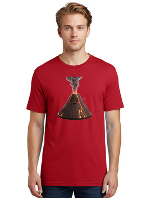 Volcano-With-Face Mens Graphic Tee, 100% Cotton, Casual Summer Wear