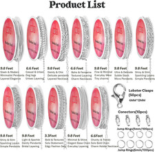 Silver Chain for Jewelry Making, 98 Feet 12 Rolls Jewelry Chains with Silver ...