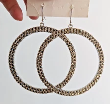 Pretty very large sparkly dangly hoop earrings