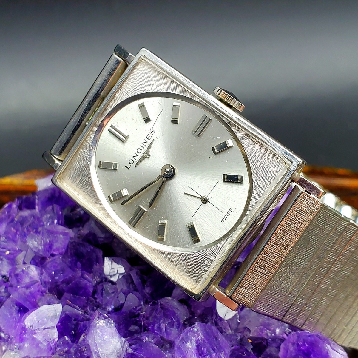 Vintage 1960's Longines 17J White Gold Filled Manual Wind