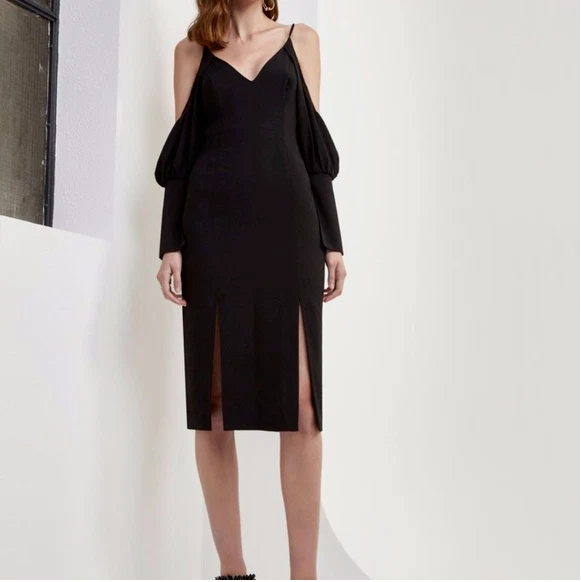 C/Meo Women's Drop Shoulder Collective Party Dress in Black Size Medium RRP £145 - Image 4 of 4