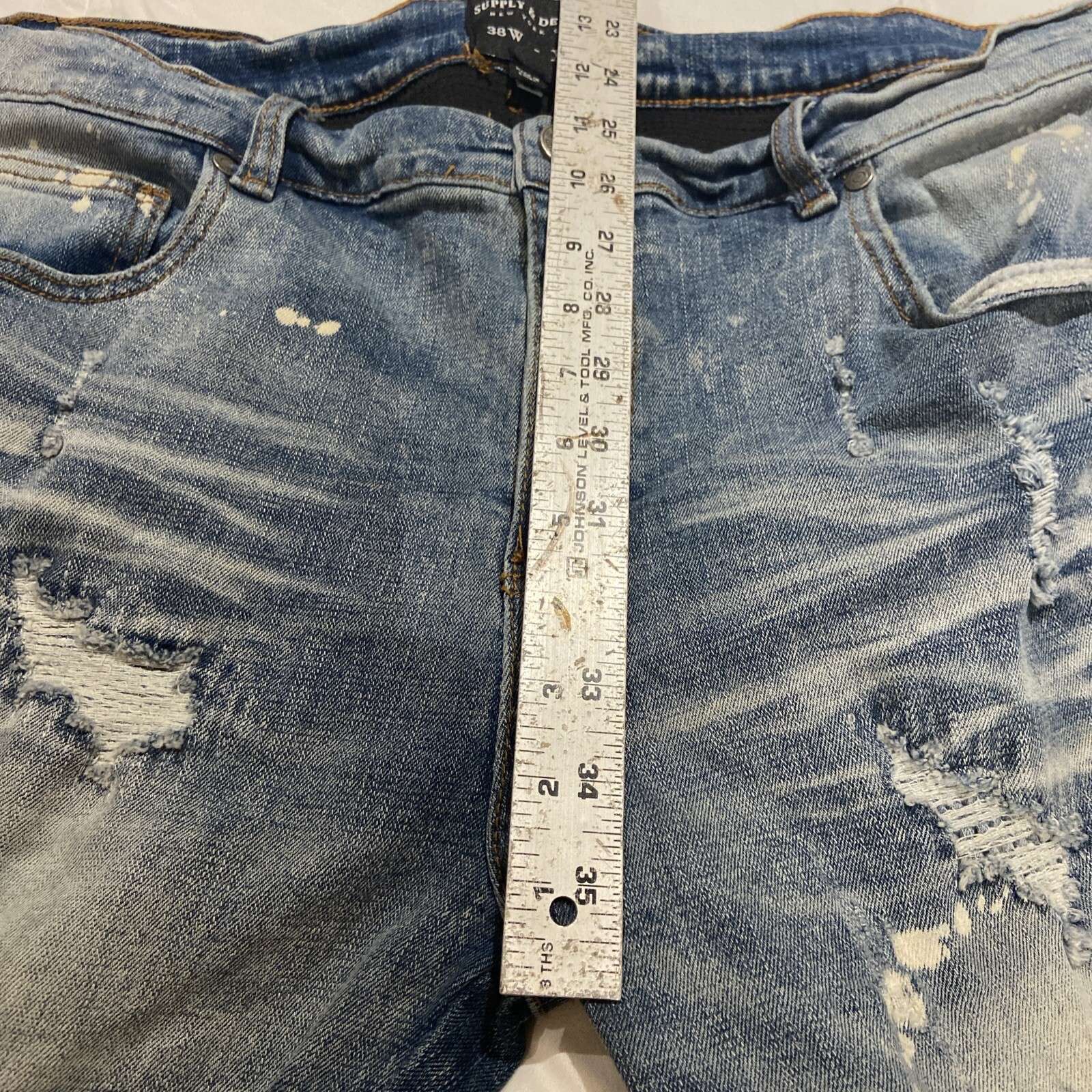 Supply & Demand Jeans Mens 38x32 Medium Skinny Moto Rider Stretch Blue Denim Zip eBay