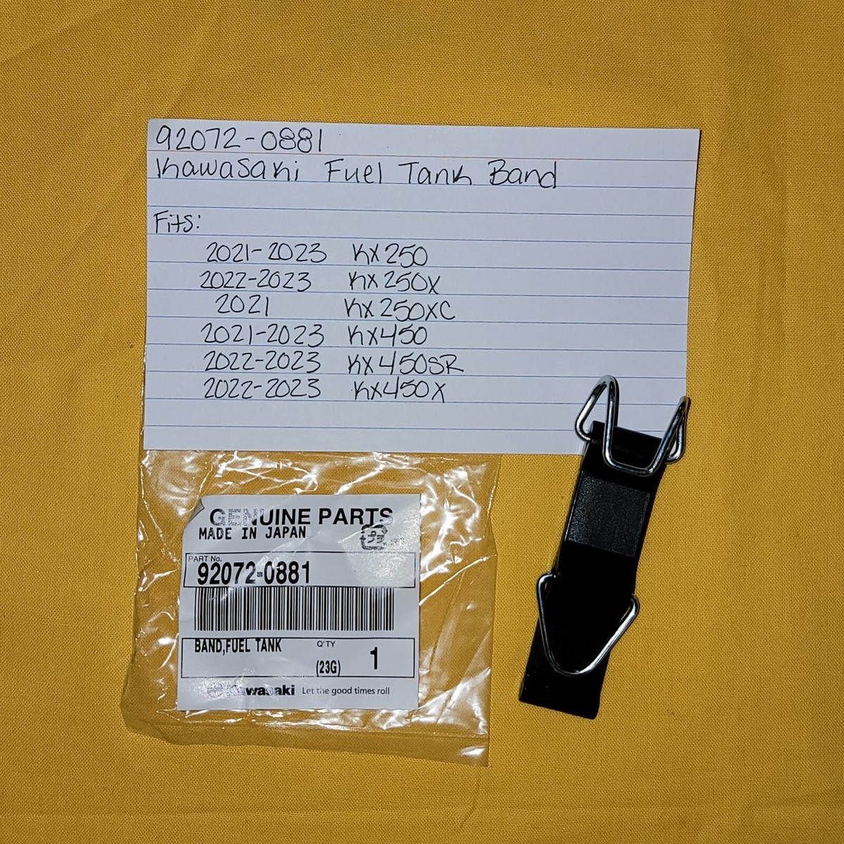 NEW OEM KAWASAKI Fuel Tank Band (92072-0881) KX250/X/XC / KX450/SR