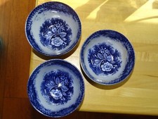 VB VILLEROY & BOCH 3 ANCIENS BOLS EN FAIENCE FIN 19 EME MODELE JARDINIERE BLEU