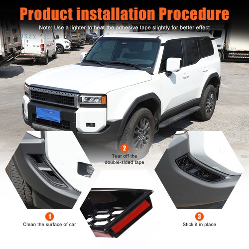 For Toyota Land Cruiser 2024-2025 LC250 Black Front bumper Side Air Outlet Trim - Picture 3 of 22
