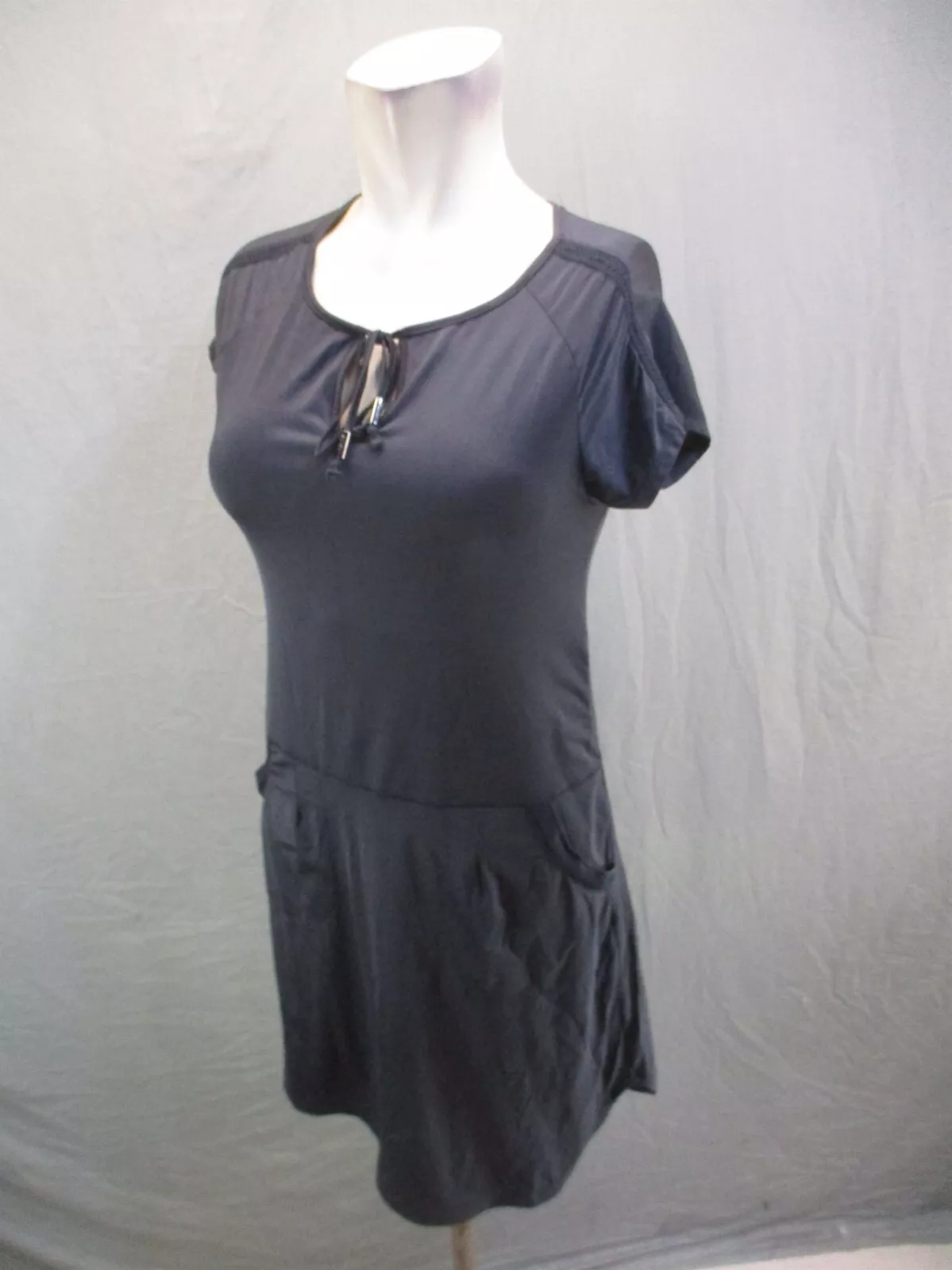 lole round neck drawstring short sleeve sports dress 