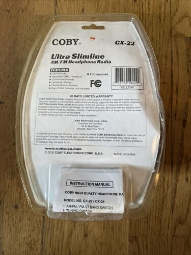 Coby CX-22 Ultra Slimline AM/FM Headphone Radio. Sports. FCC Approved. 2003. NIP - Picture 2 of 2