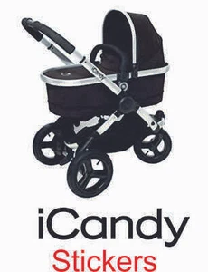 Icandy 2X Stickers Poussette de remplacement Chasse Poussettes 100x25mm Toute couleur