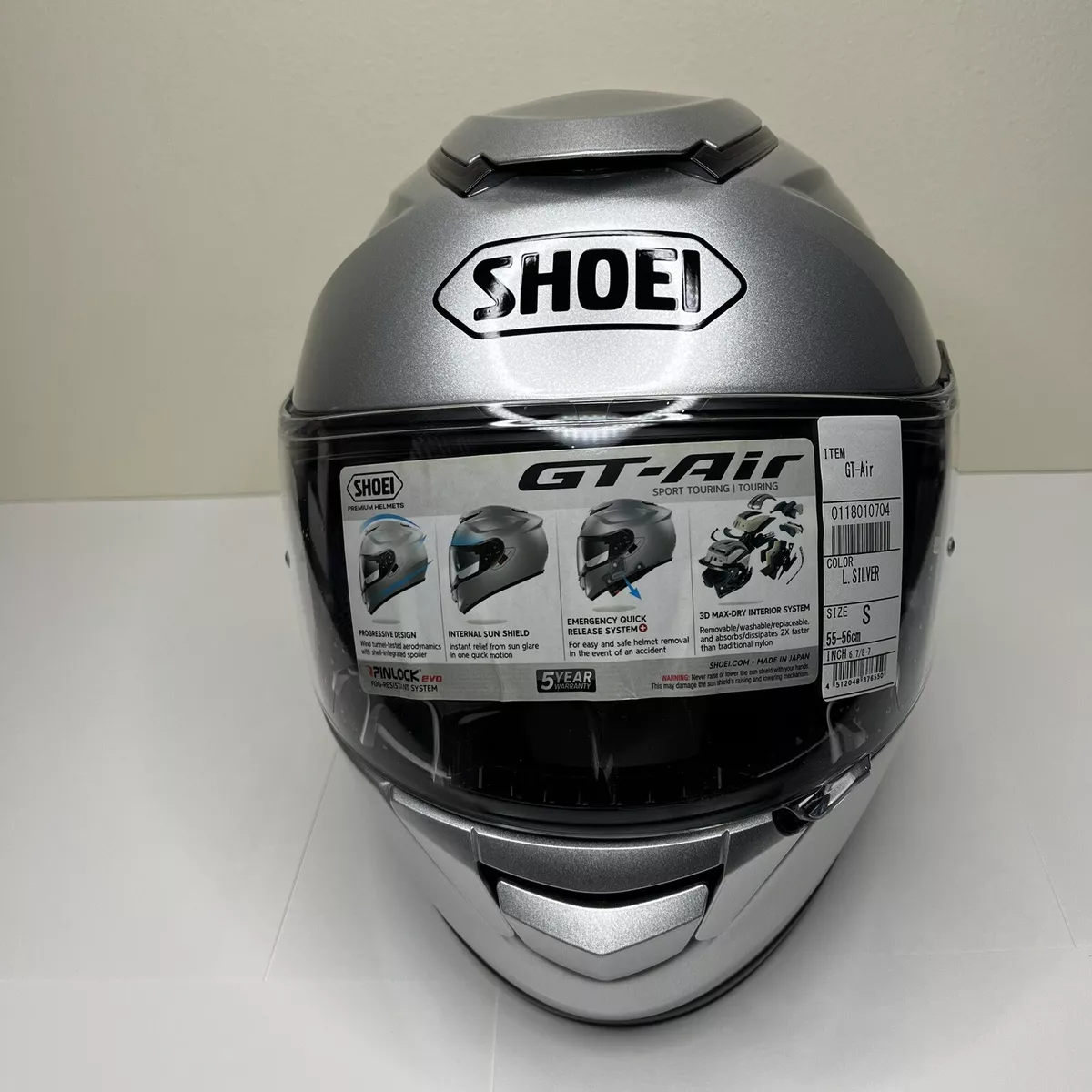 Shoei GT Air Motorcycle Helmet Silver Size Small(55-56cm)