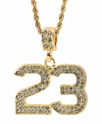 23 JORDAN NECKLACE GOLD MICHAEL ICED PENDANT CHAIN RHINESTONES NBA BASKETBALL | eBay