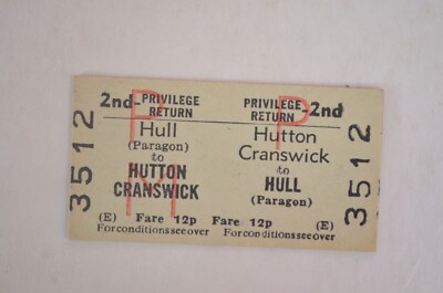Eisenbahnticket BRB Hull (Paragon) nach Hutton Cranswick 2. 