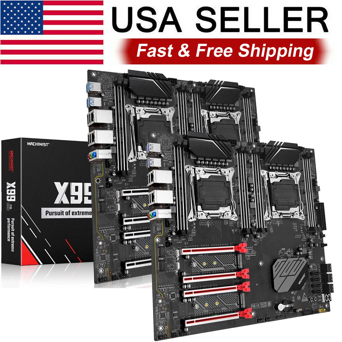 X99 Motherboard Dual CPU LGA 2011 3 Dual NVME M.2 Dual LAN 8 DDR4