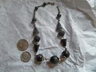 Antique Victorian Necklace black carved art deco machine age Mourning Jewelry — photo 2