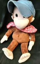 12" Curious George Russ Monkey Plush Stuffed Animal Beanie Train Conductor Doll