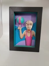 3D Art Plaster Mixed Media Shadow Box Beach Ball Basketball Player Signed 