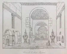 ARCHITECTURAL ENGRAVING ITALIAN BASILICA INTERIOR