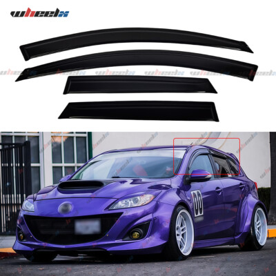 FOR 2010-2013 Mazda 3 Hatchback 4PCS SIDE WINDOW VISOR SUN/RAIN GUARD VENT SHADE