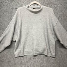 Free People Sweater Womens S Gray Wool Blend Cropped Oversized Minimalist