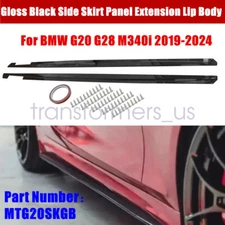 For BMW 2019-2024 G20 G28 3 Series M Sport Side Skirts Extension Gloss Black