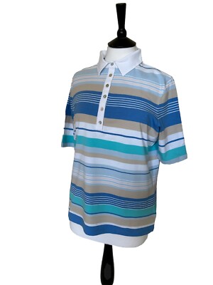 BNWT BASLER .. White mix Short Sleeve Collared Top Size Eu 42 UK 16 