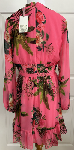 NWT Alex Marie size 6 pink green floral long sleeve fit & flare dress $168 - Picture 5 of 9