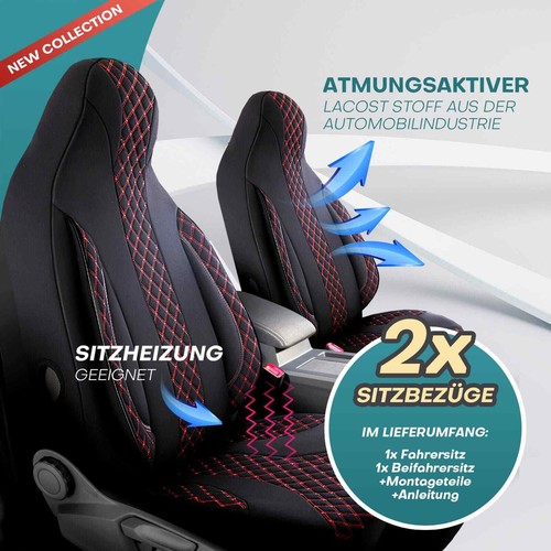 Fundas de asiento adecuadas para Bürstner Camper Van California Beach XL (negro-rojo) - Imagen 4 de 11