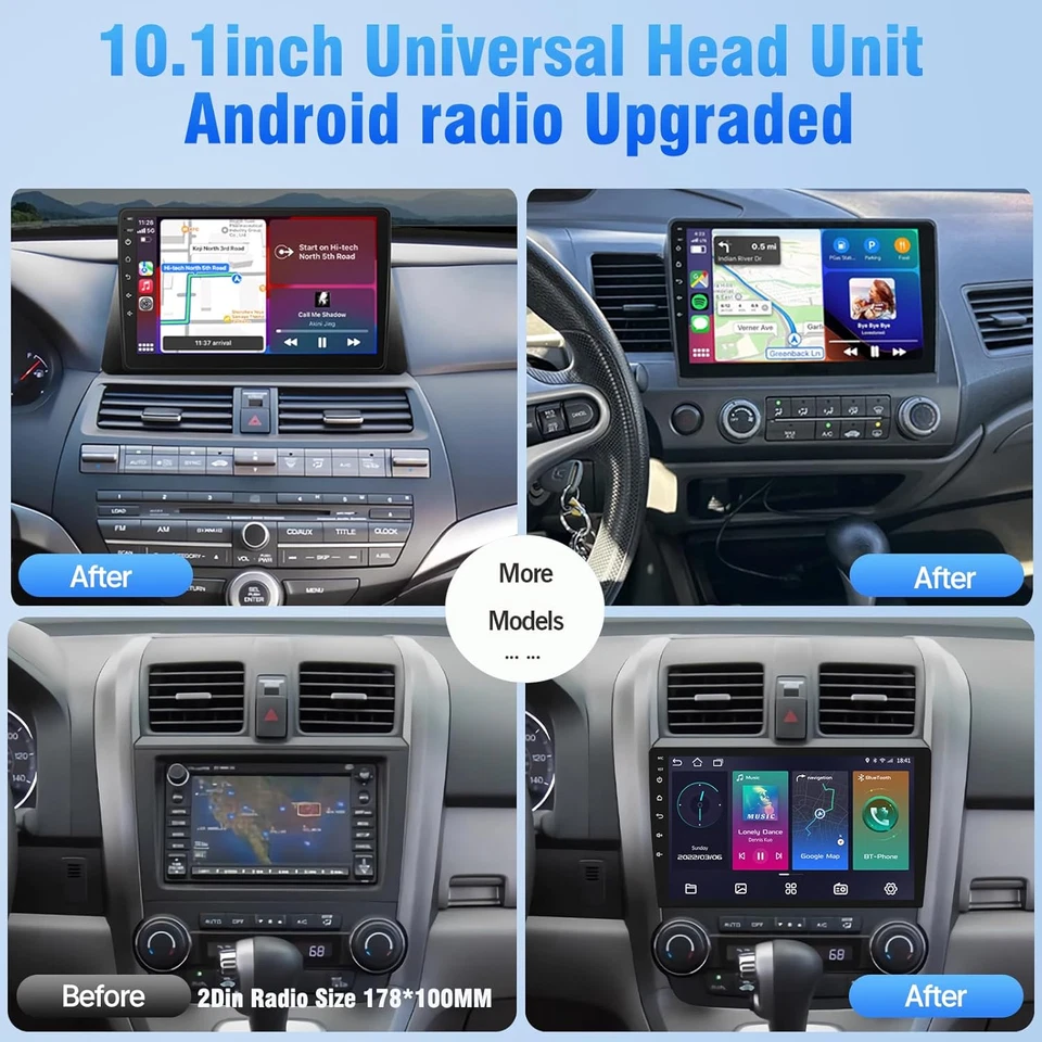 10.1 inch Double Din Android 15 Car Stereo Radio Head Unit GPS CarPlay Bluetooth - image 2 of 4