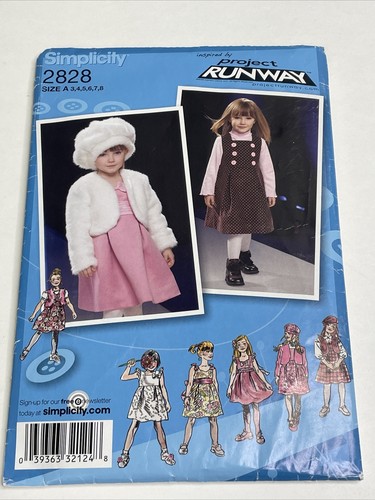 Simplicity Childs Dress or Jumper Jacket or Vest Size 3 - 8 Sewing Pattern 2828