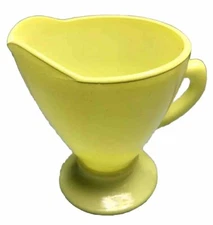 ANTQ Hazel Atlas Moderntone Platonite Lemon Yellow Milk Glass VTG MCM Creamer