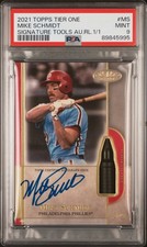 2021 Topps Tier One Signature Tools Auto Relics 1/1 Au.Rl.1/1 Mike Schmidt PSA 9