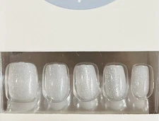 Red Aspen Short Squoval Acrylic White Shiny Glitter Holiday Angelic Amai 🤍