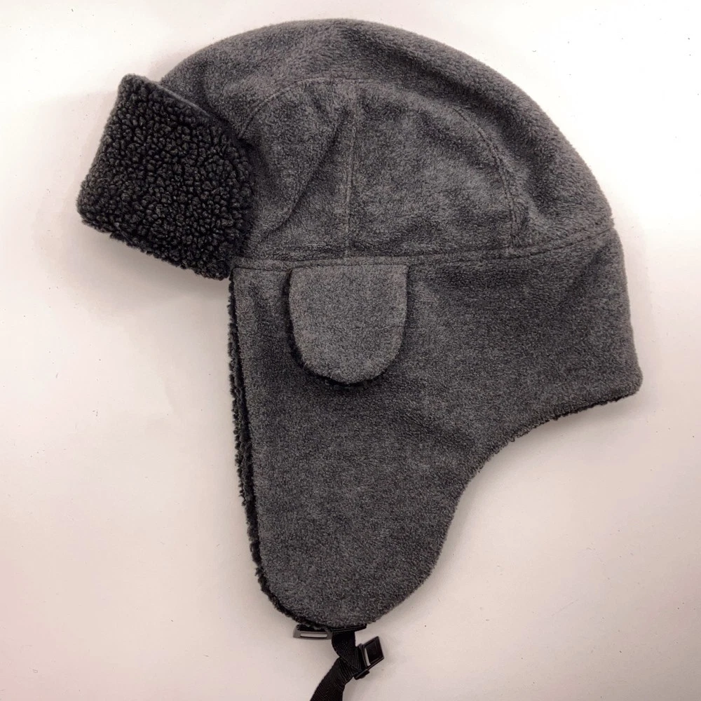 Lake of the isles gray fleece exterior with sherpa fleece winter trapper cap