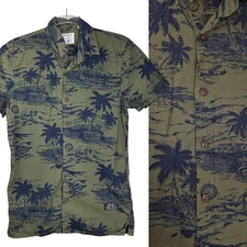 Schott Bros Military Hawaiian Short Sleeve Button Down Shirt Mens Small Tropical