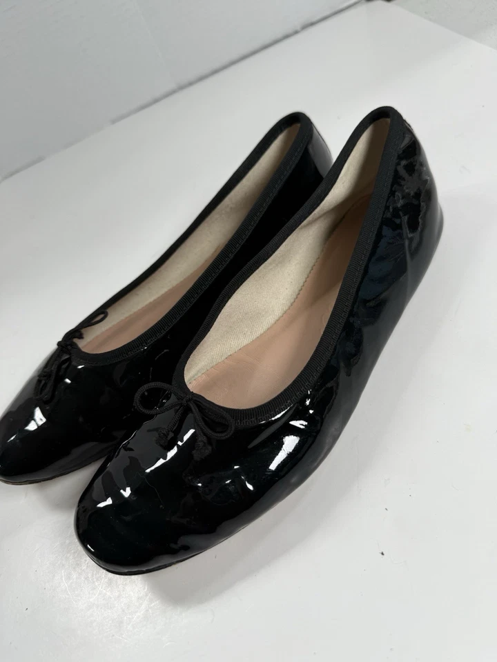 J. Zapato plano de ballet negro Crew talla 8,5 charol sin cordones Foto 4 de 4