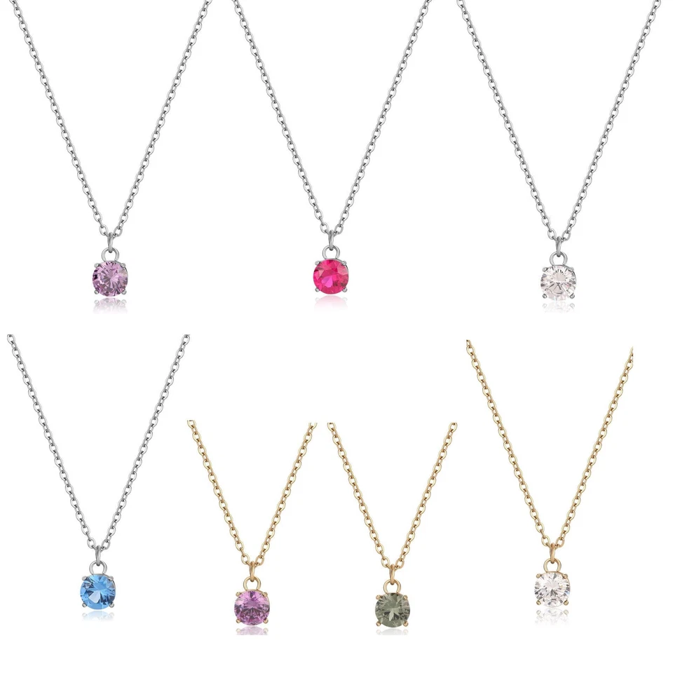 Sagapo Collana Donna Punto Luce Acciaio Oro Zircone Colorato SDZ Varianti - Immagine 2 di 3