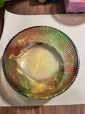 Christmas Big Bowl Handmade Multi Beautiful Colors Red Green Gold